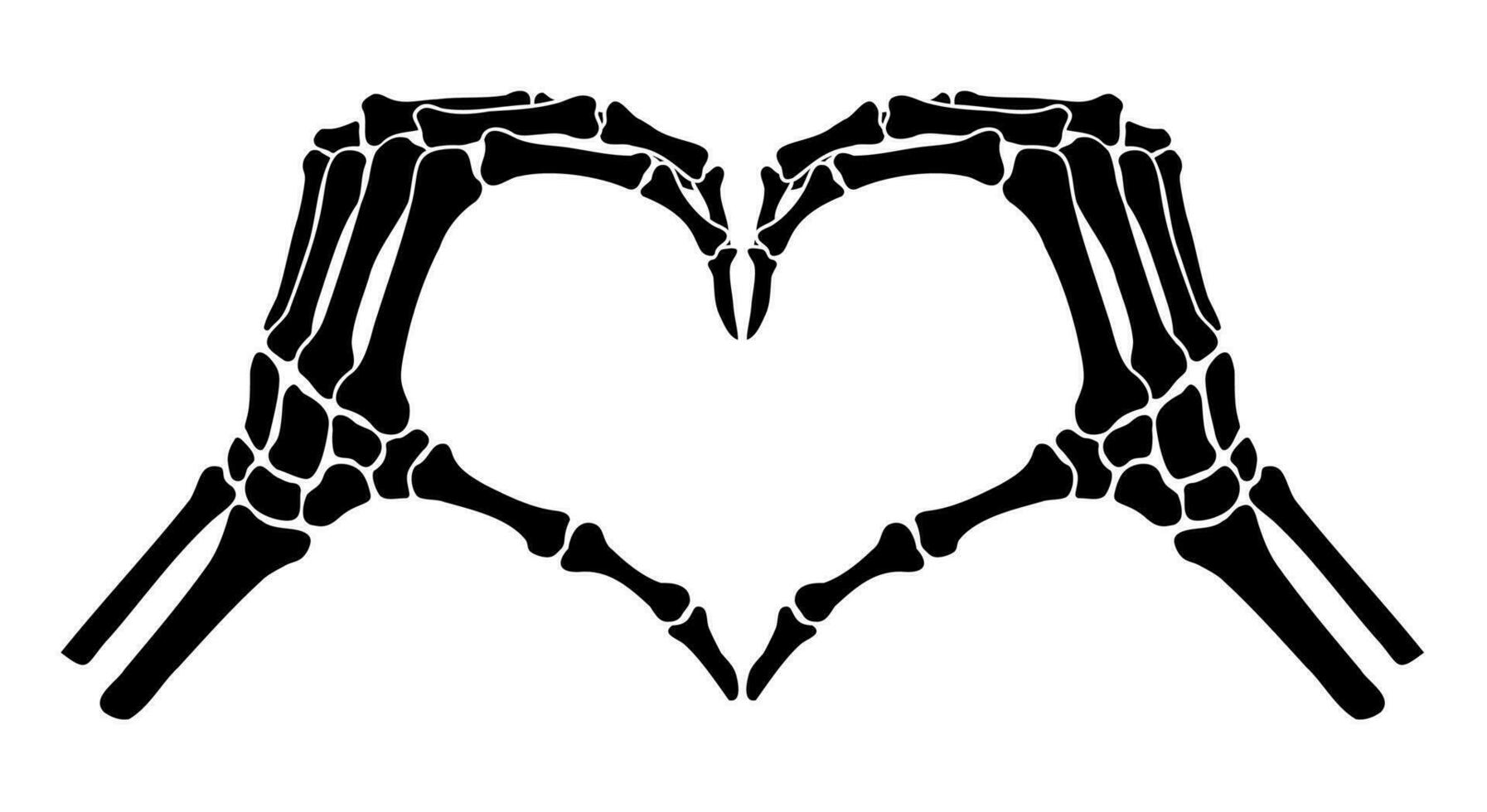 Skeleton bone hand heart shape sign illustrations vector