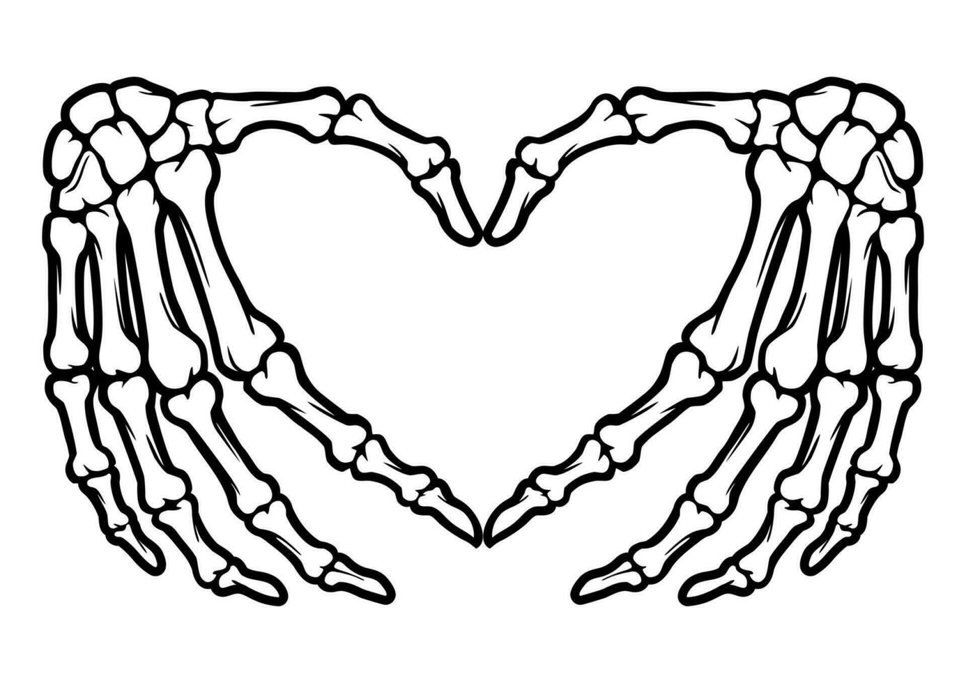 esqueleto hueso mano corazón forma firmar ilustraciones vector