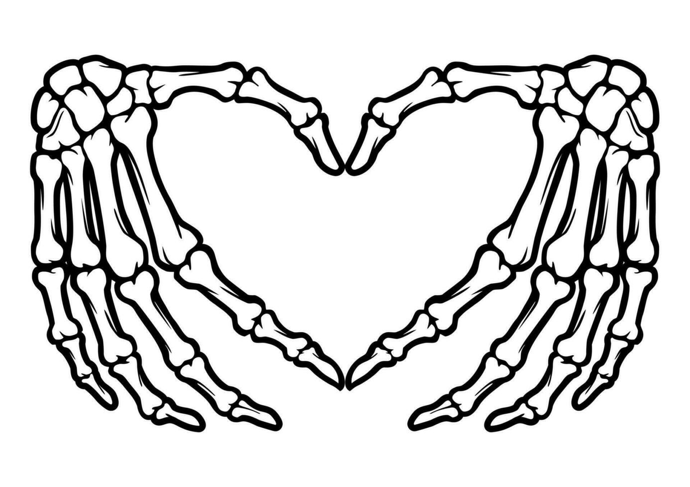 Skeleton bone hand heart shape sign illustrations vector