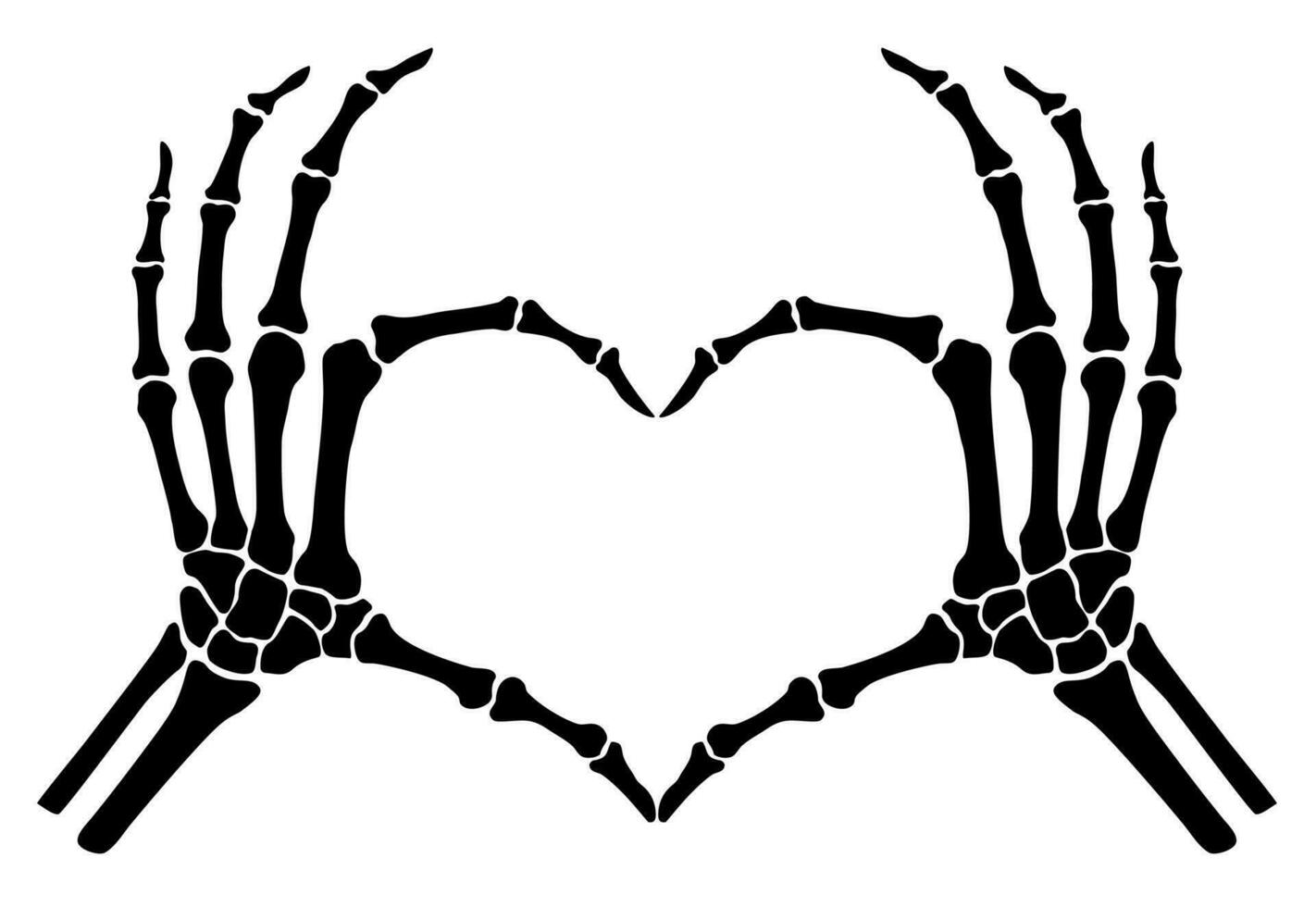 Skeleton bone hand heart shape sign illustrations vector