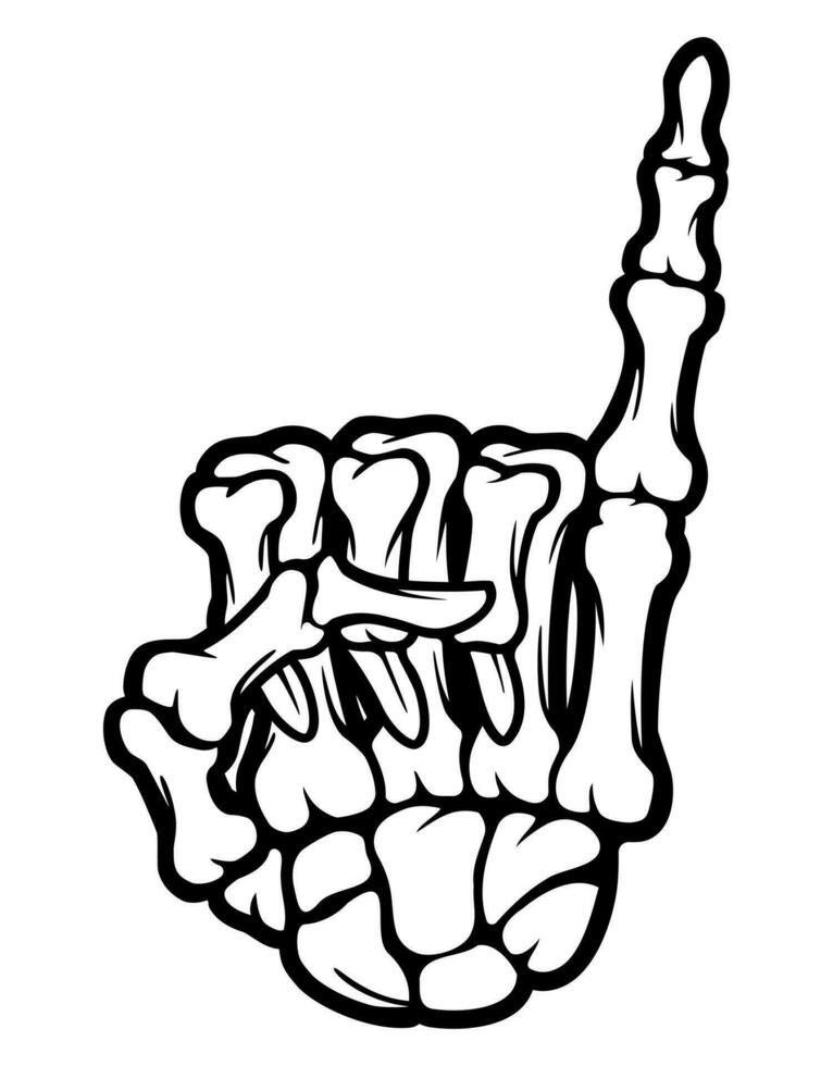 Skeleton bone hand thumbs up little finger sign vector