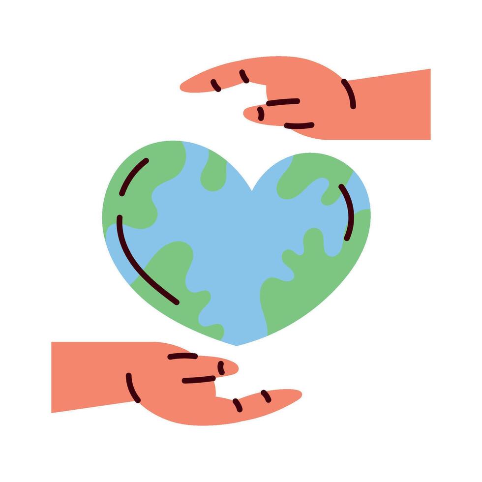 hands protecting planet earth heart icon vector