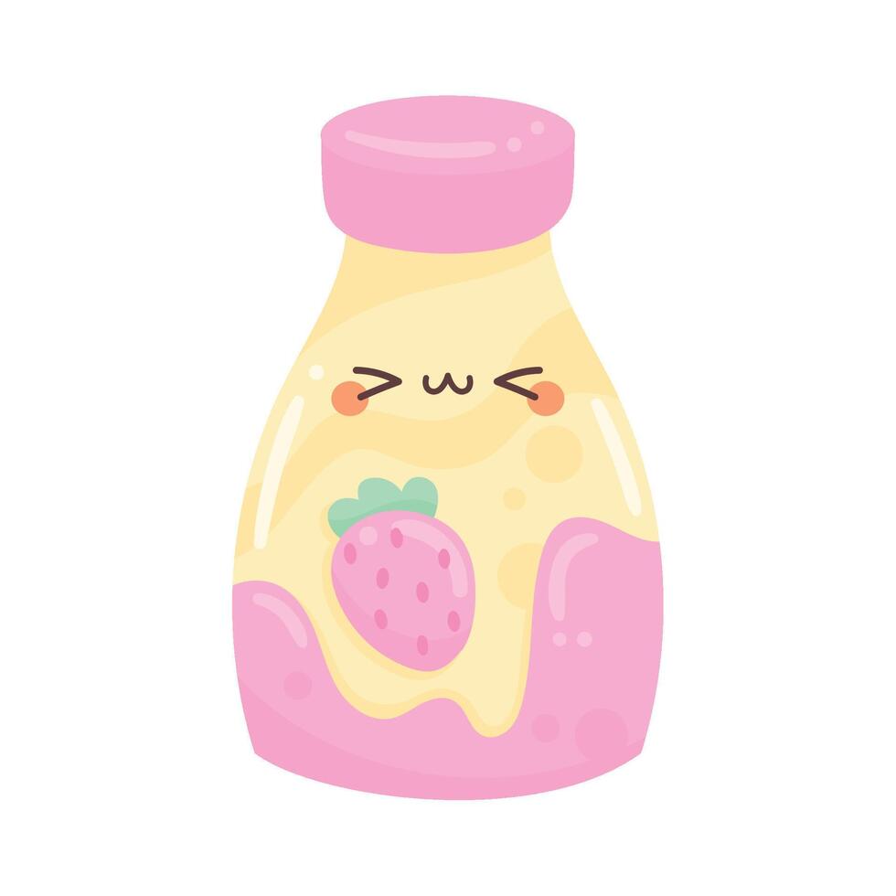 Fruta kawaii bebida botella terminado blanco vector