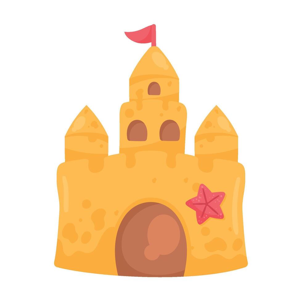 Cute sand castle design over white vector