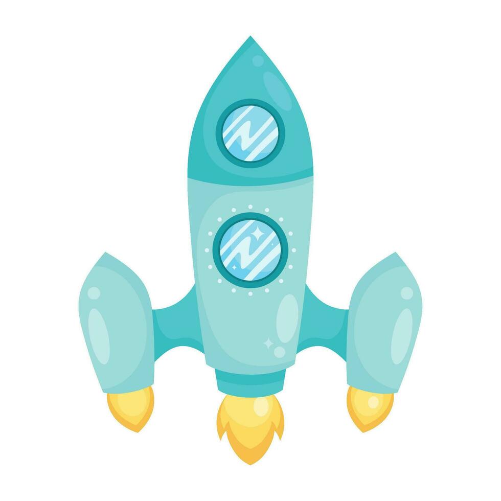 blue rocket start up icon vector