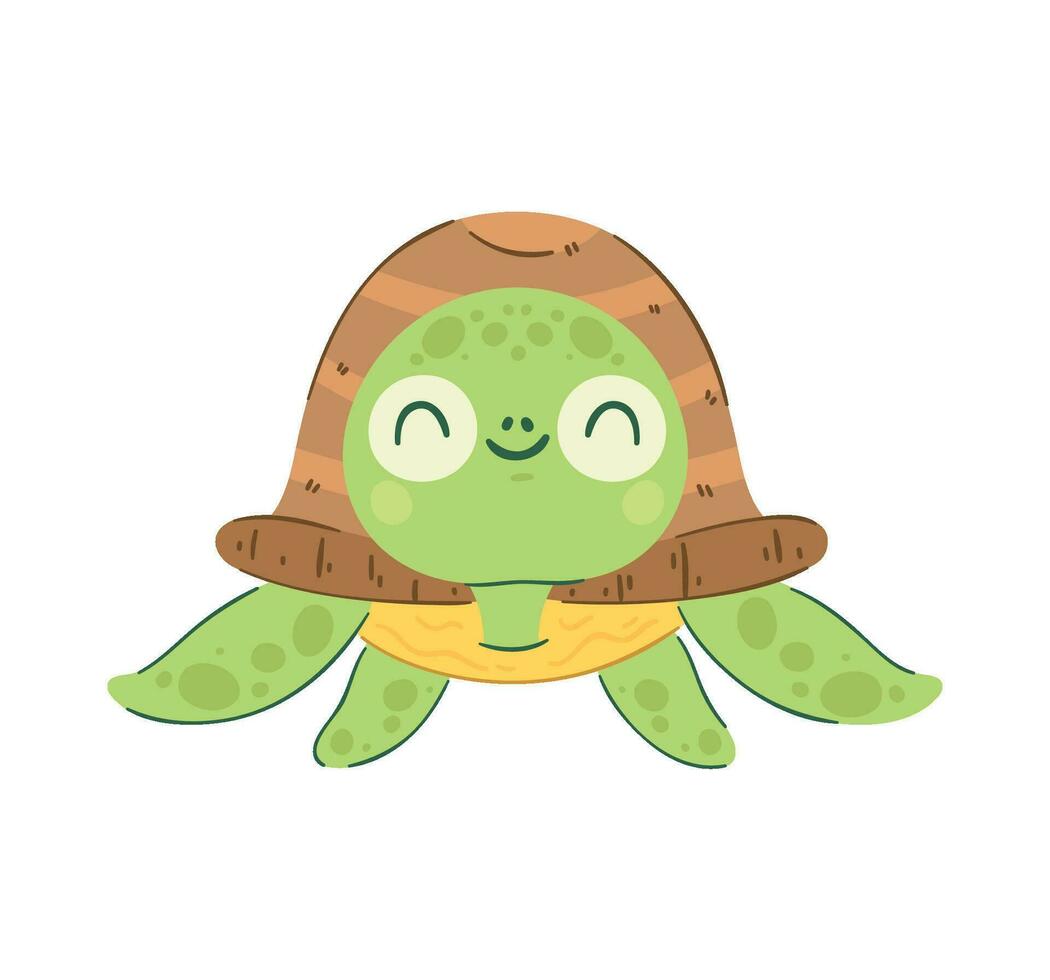 Cheerful turtle illustration over white vector