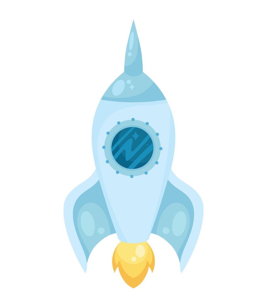 light blue rocket launch icon vector