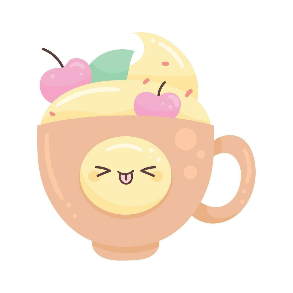 Fruit kawaii cup over white vector
