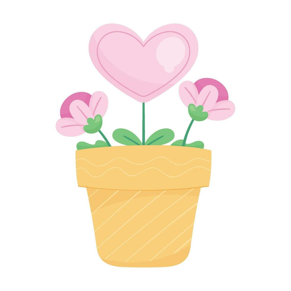 houseplant heart in pot icon vector