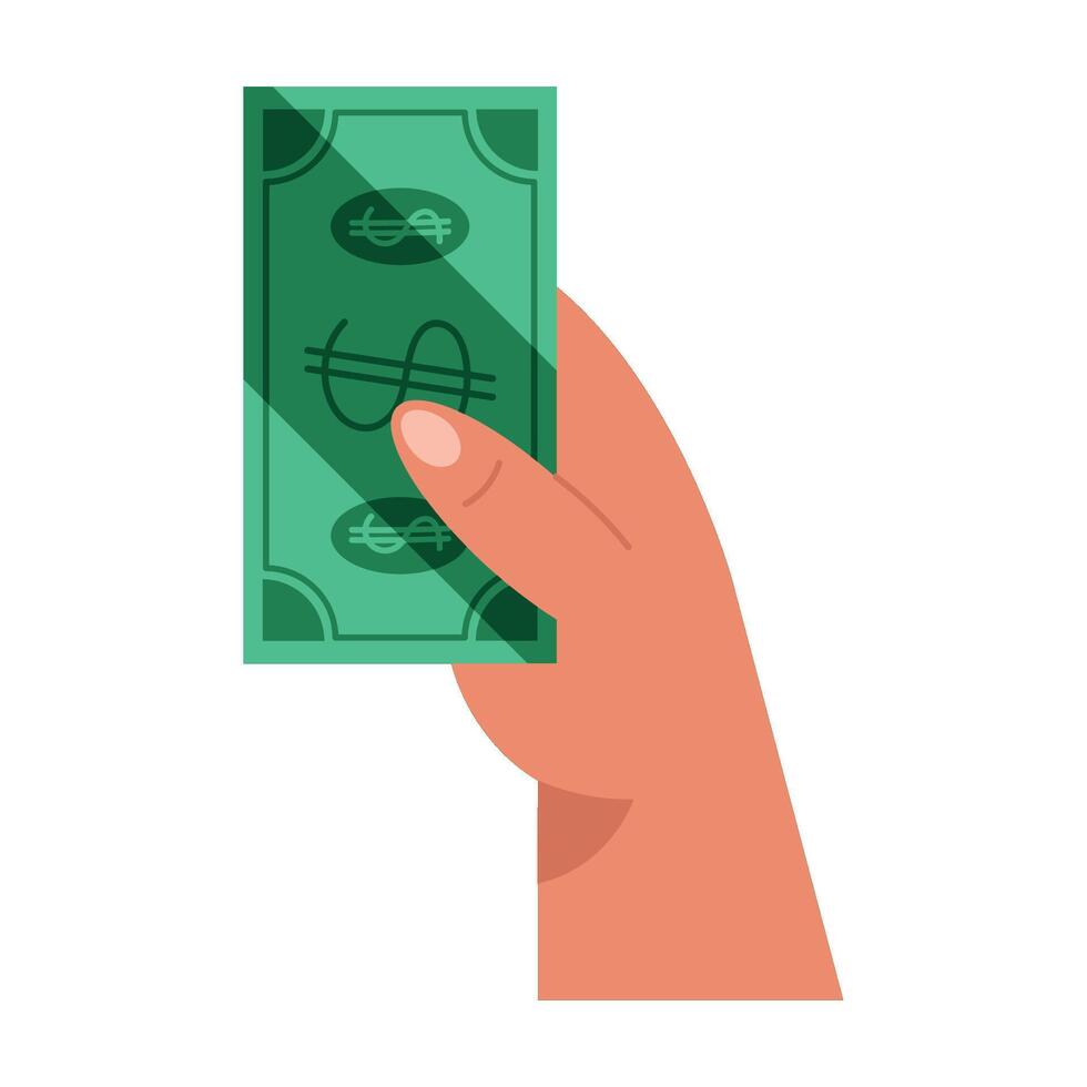 mano con cuenta dinero dólar icono vector