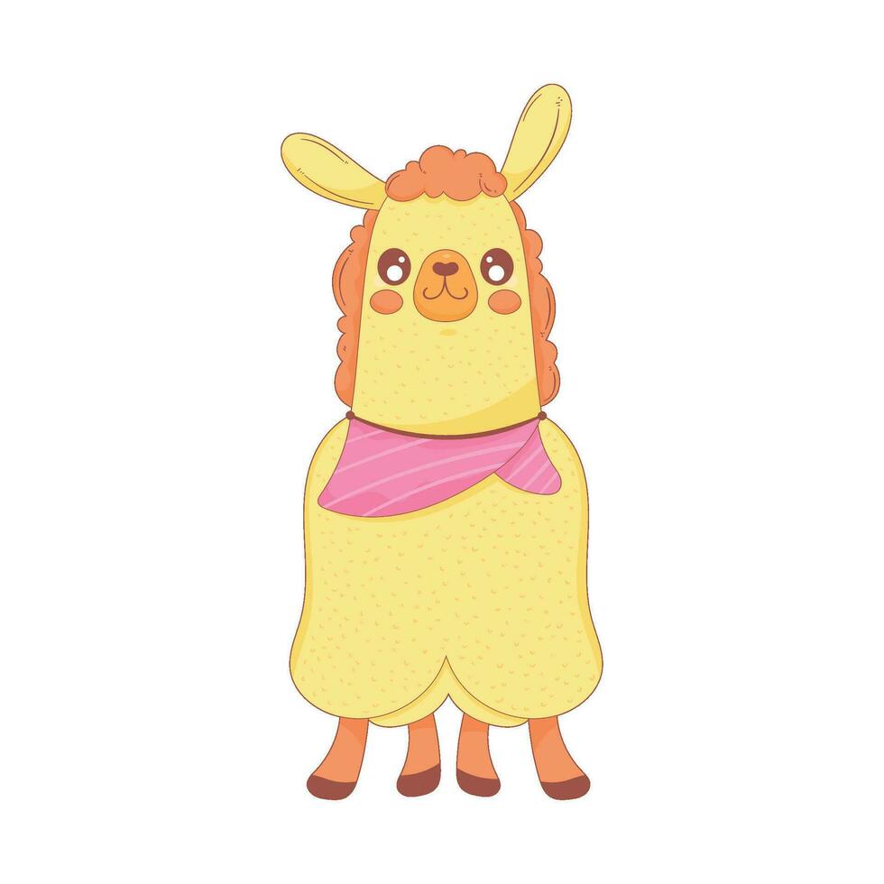 llama peruvian wearing kerchief character vector