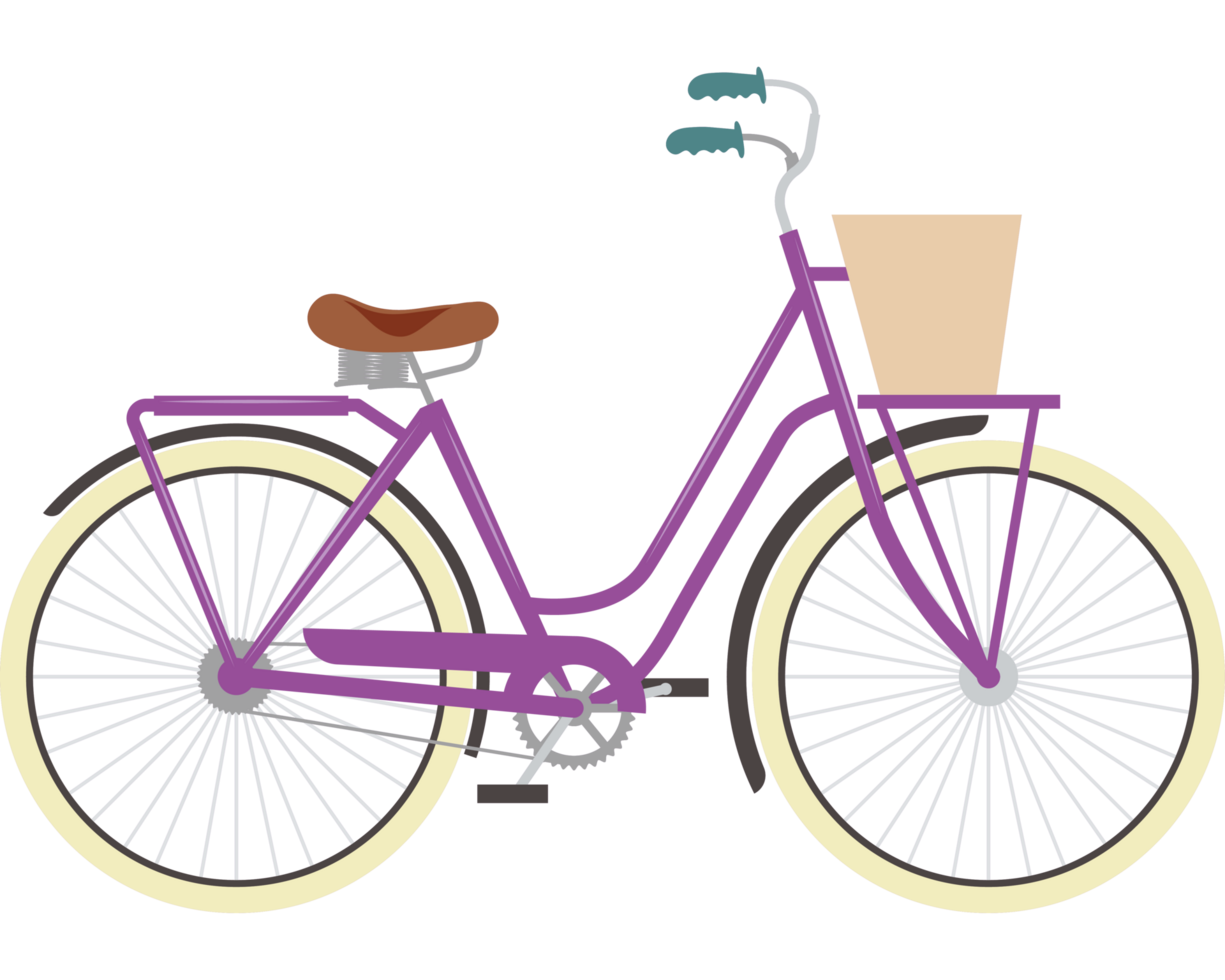 violet vélo avec panier icône png