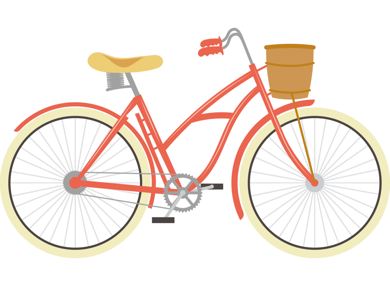 red bicycle with basket icon png