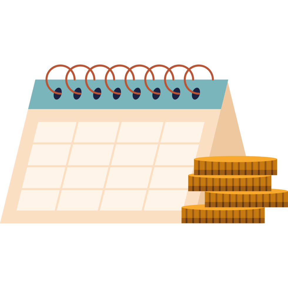 coins dollars and calendar icon png