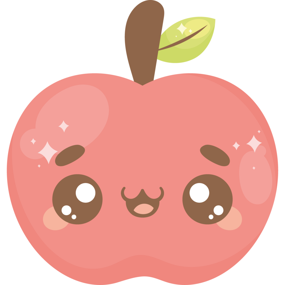 apple fruit kawaii comic character png