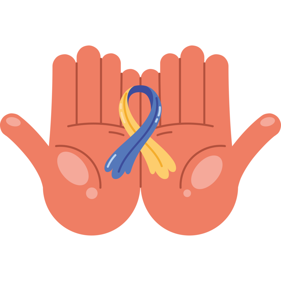 hands lifting down syndrome ribbon icon png