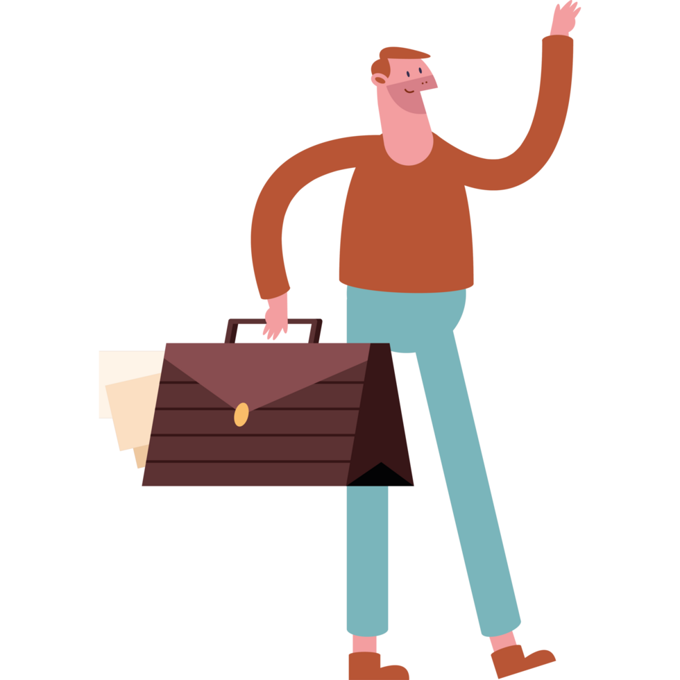 businessman with portfolio worker character png