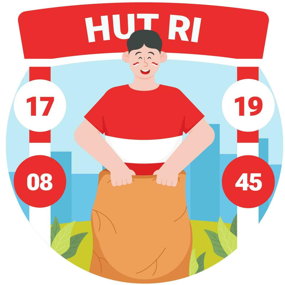 Sack Race Competition On Independence Day Illustration vector