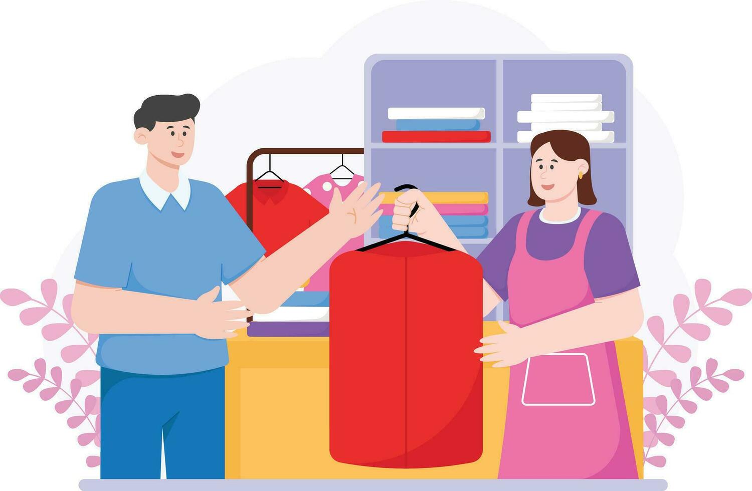 A Man Picks Up The Laundry Illustration vector