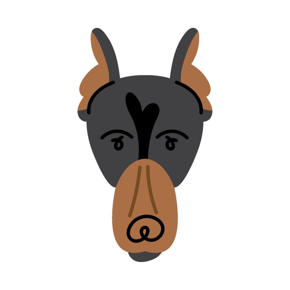 doberman dog head pet character vector