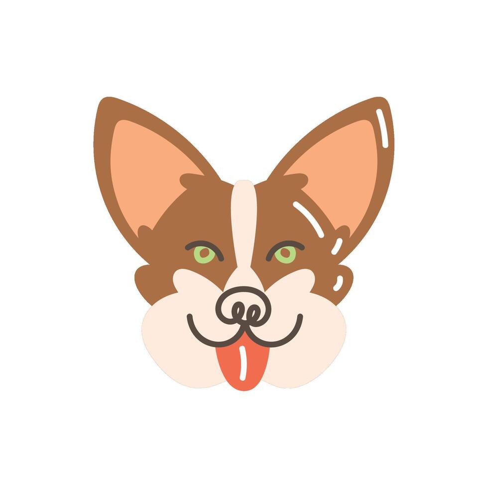 corgi dog head pet character vector