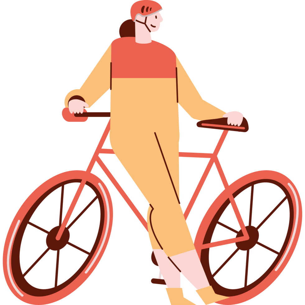 female cyclist with bicycle icon png