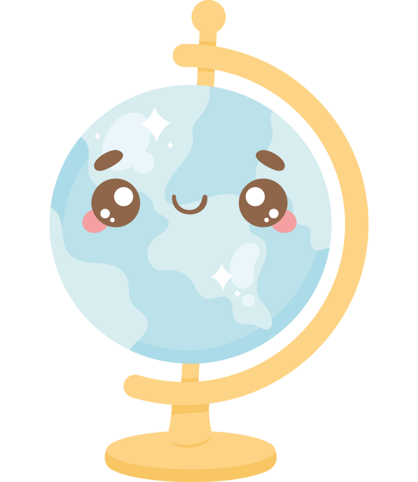 world map kawaii comic character png