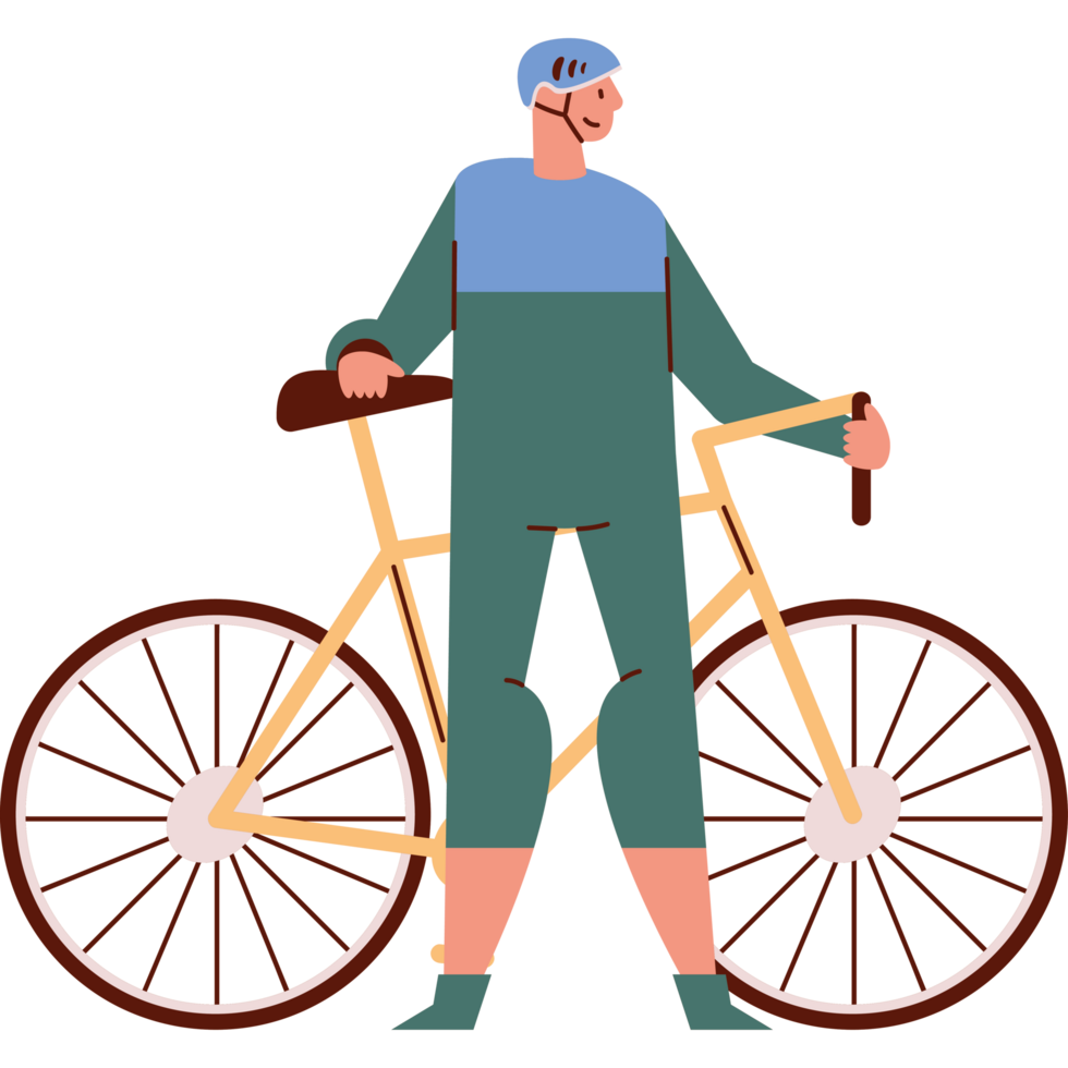 cyclist with bicycle sport icon png