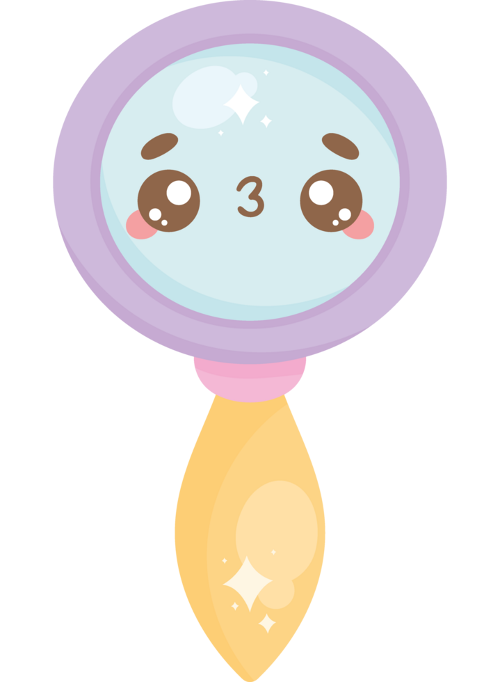 magnifying glass kawaii comic character png