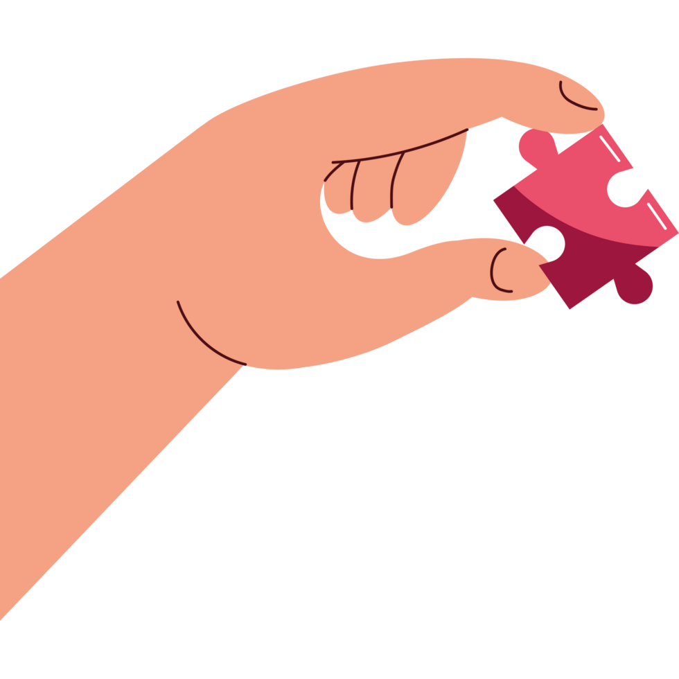hand playing with red puzzle piece icon png