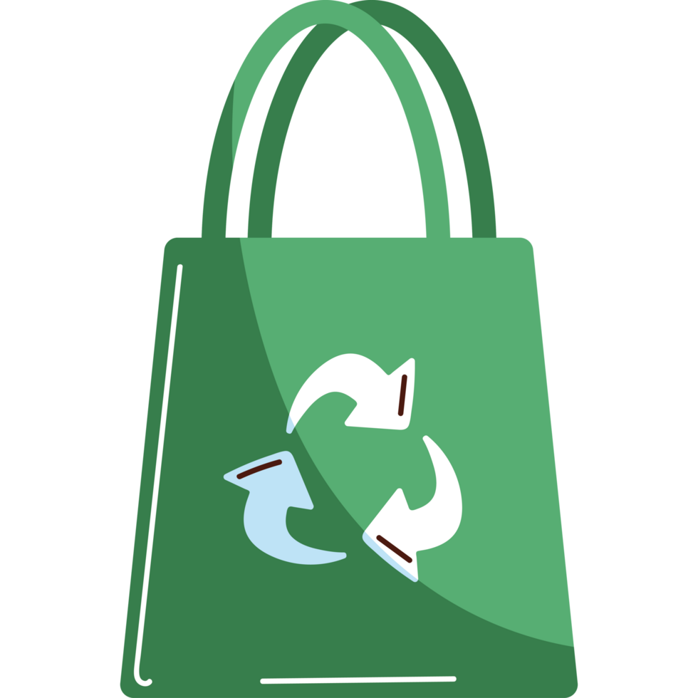 green ecology bag with recycle arrows png