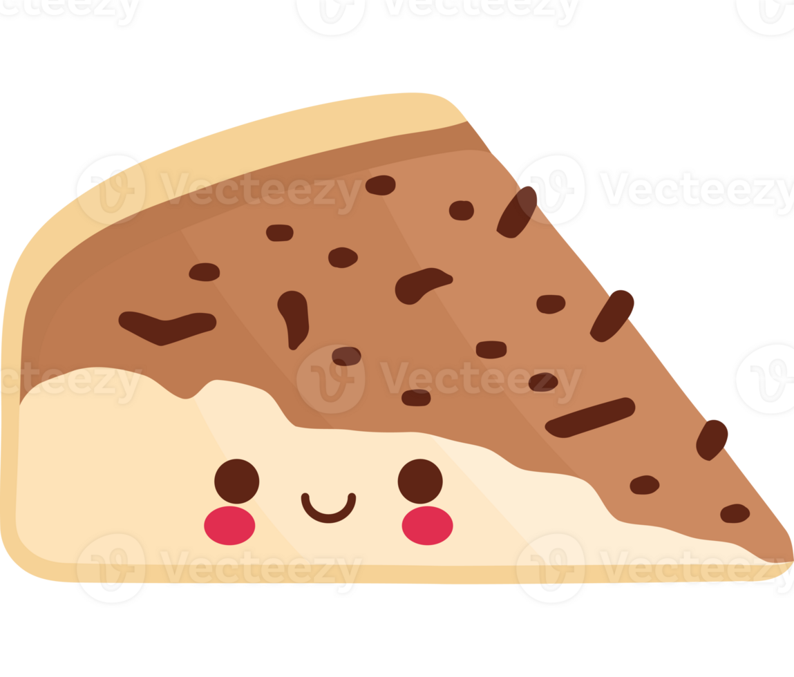 Smiling gourmet cake slice with chocolate  png