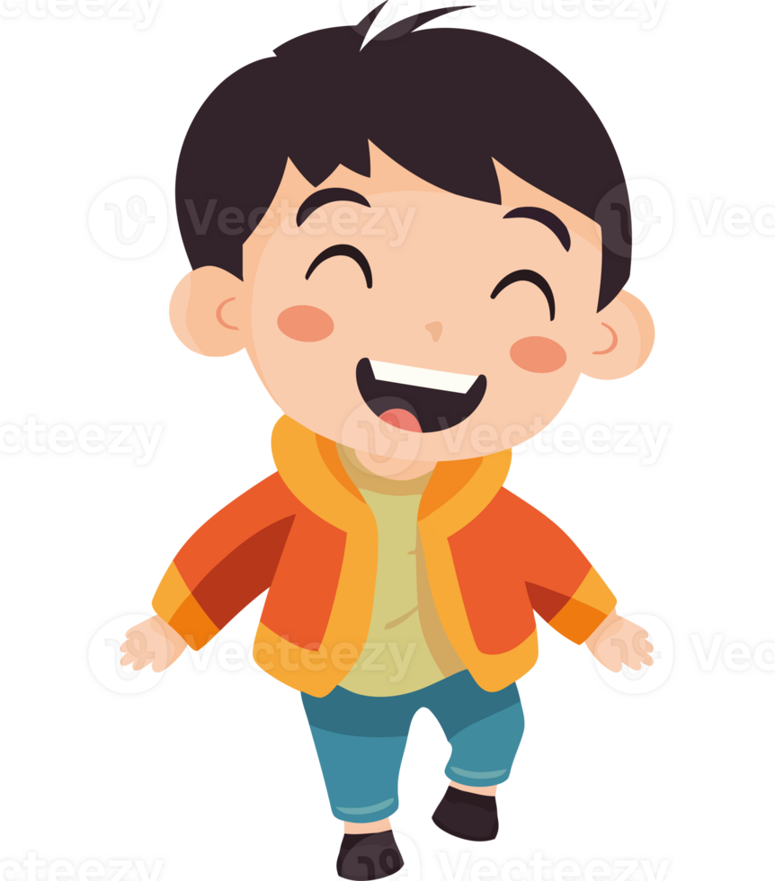 Smiling boy playing in winter having fun  png