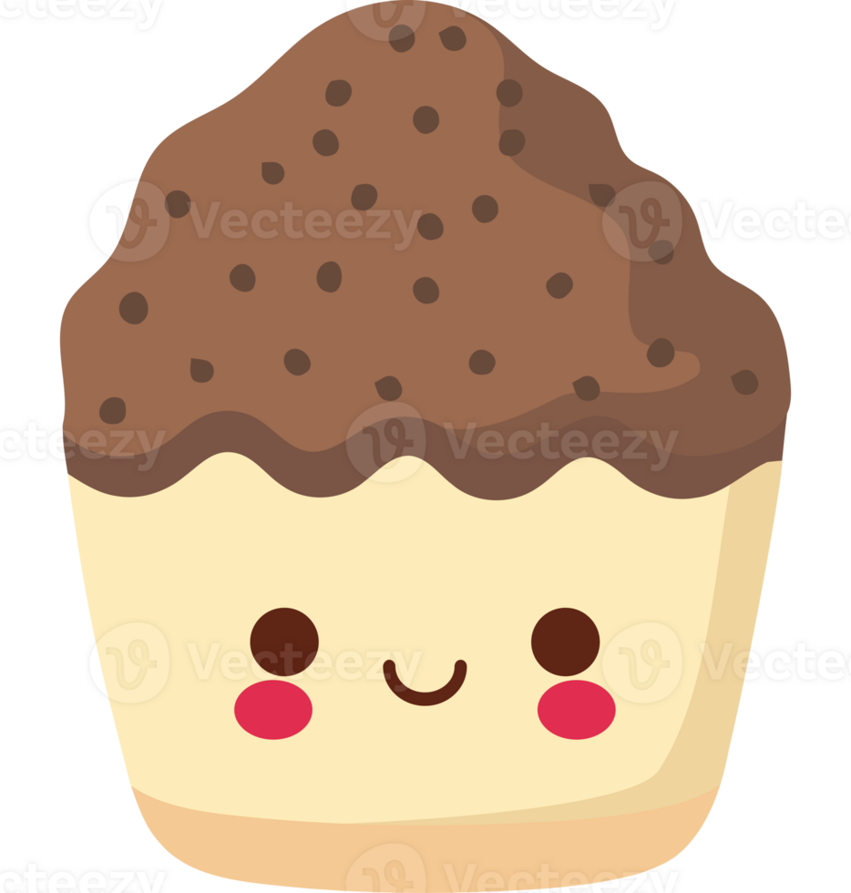 fofa sorridente desenho animado chocolate Bolinho sobre branco png