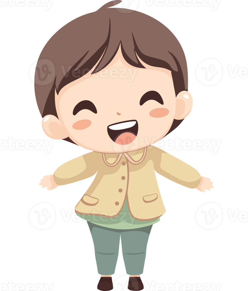 Cheerful boy laughing and looking cute  png