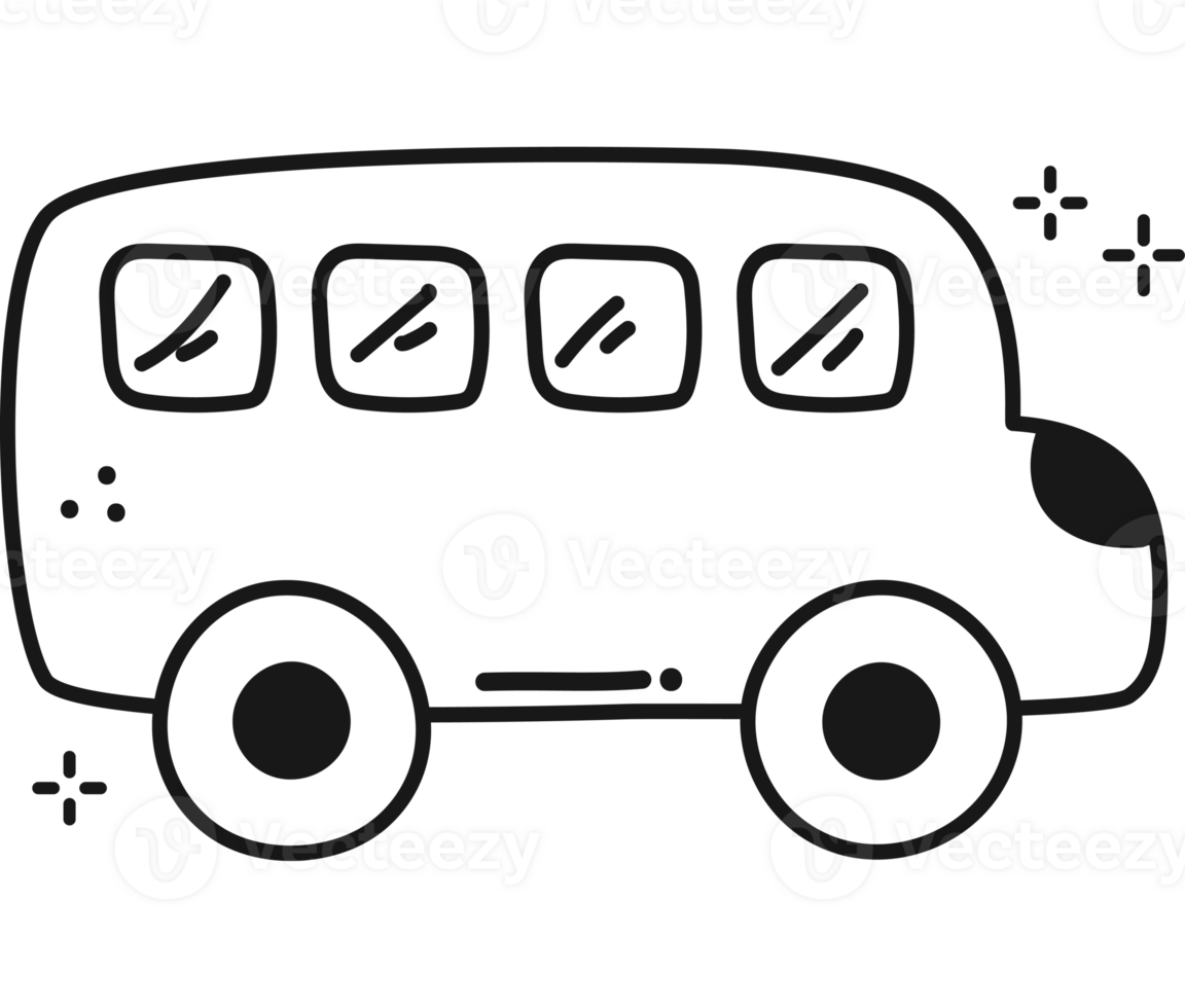 hand- getrokken bus illustratie over- wit png