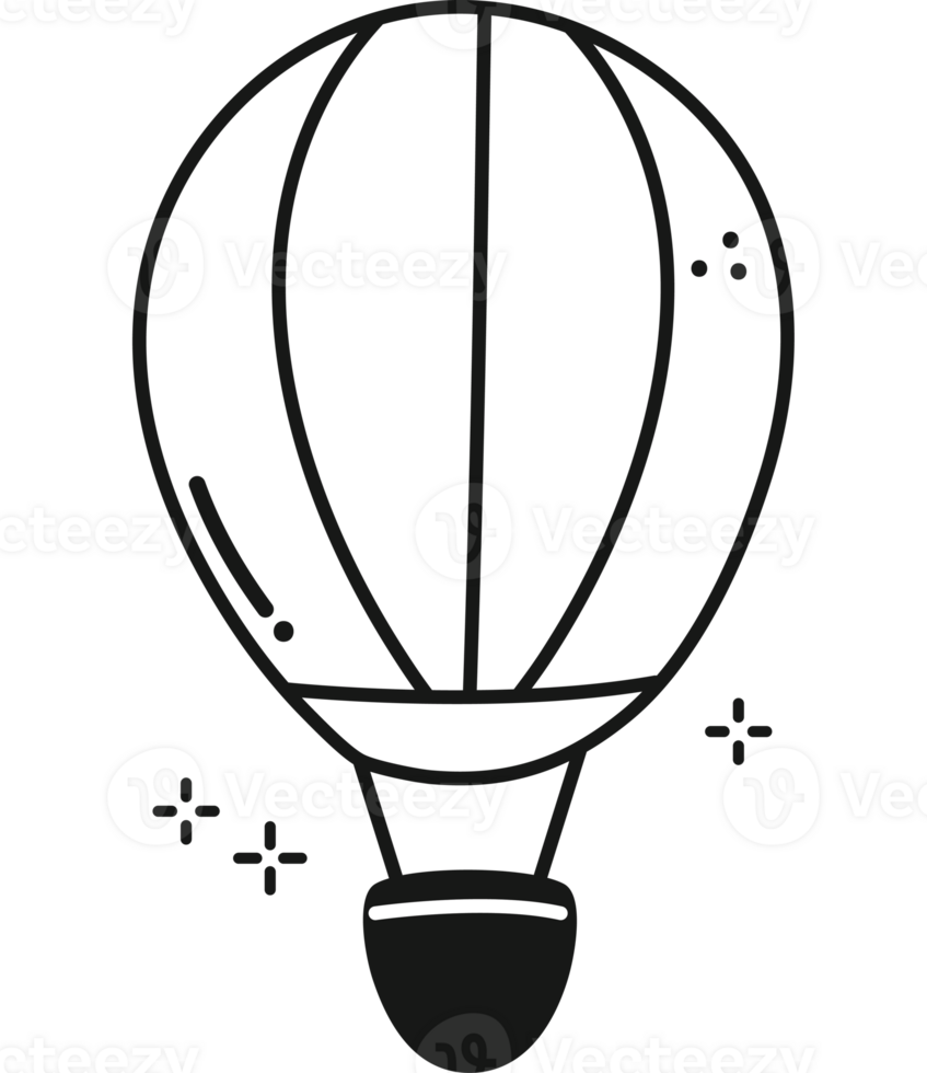 hand dragen varm luft ballong över vit png