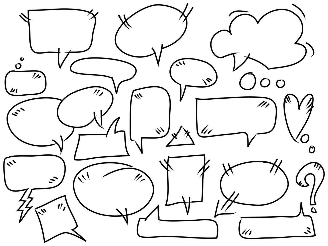 hand drawn Set of empty comic speech bubbles. vector doodle element illustration