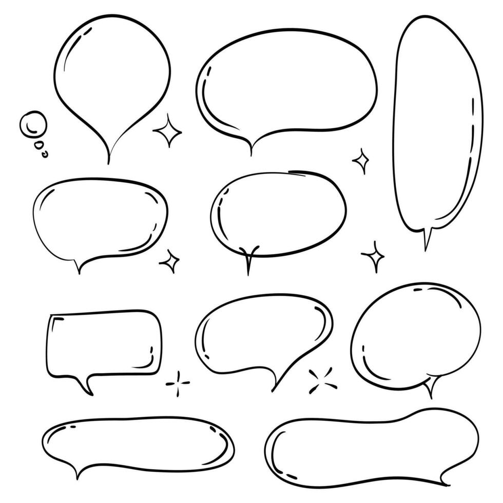 hand drawn Set of empty comic speech bubbles. vector doodle element illustration