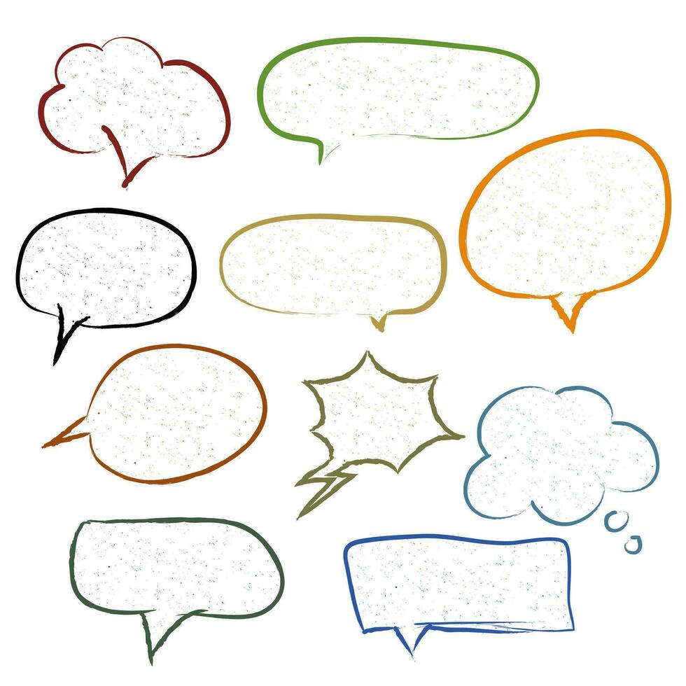hand drawn Set of empty comic speech bubbles. vector doodle element illustration