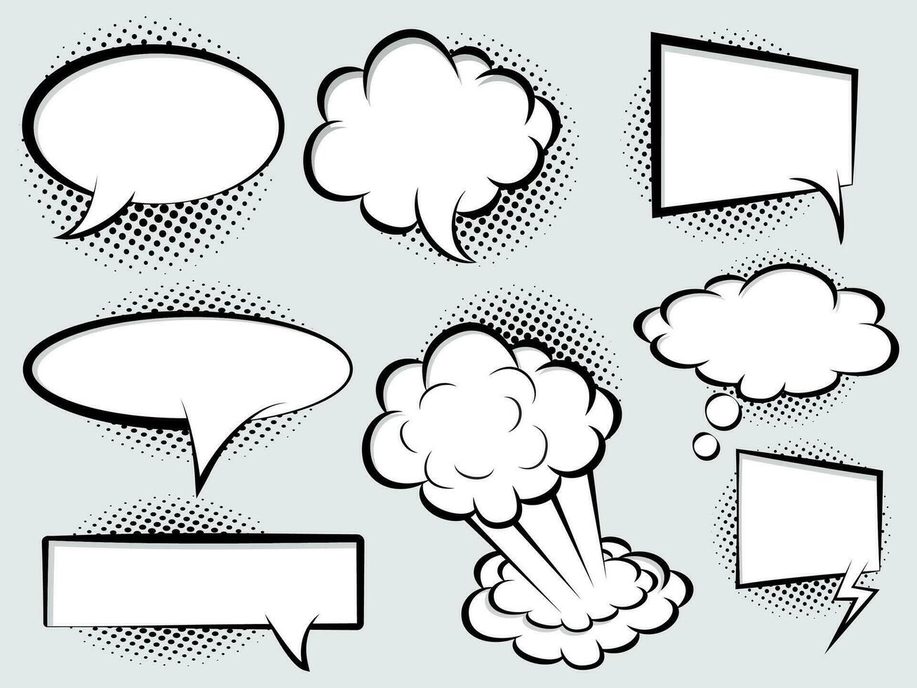 hand drawn Set of empty comic speech bubbles. vector doodle element illustration