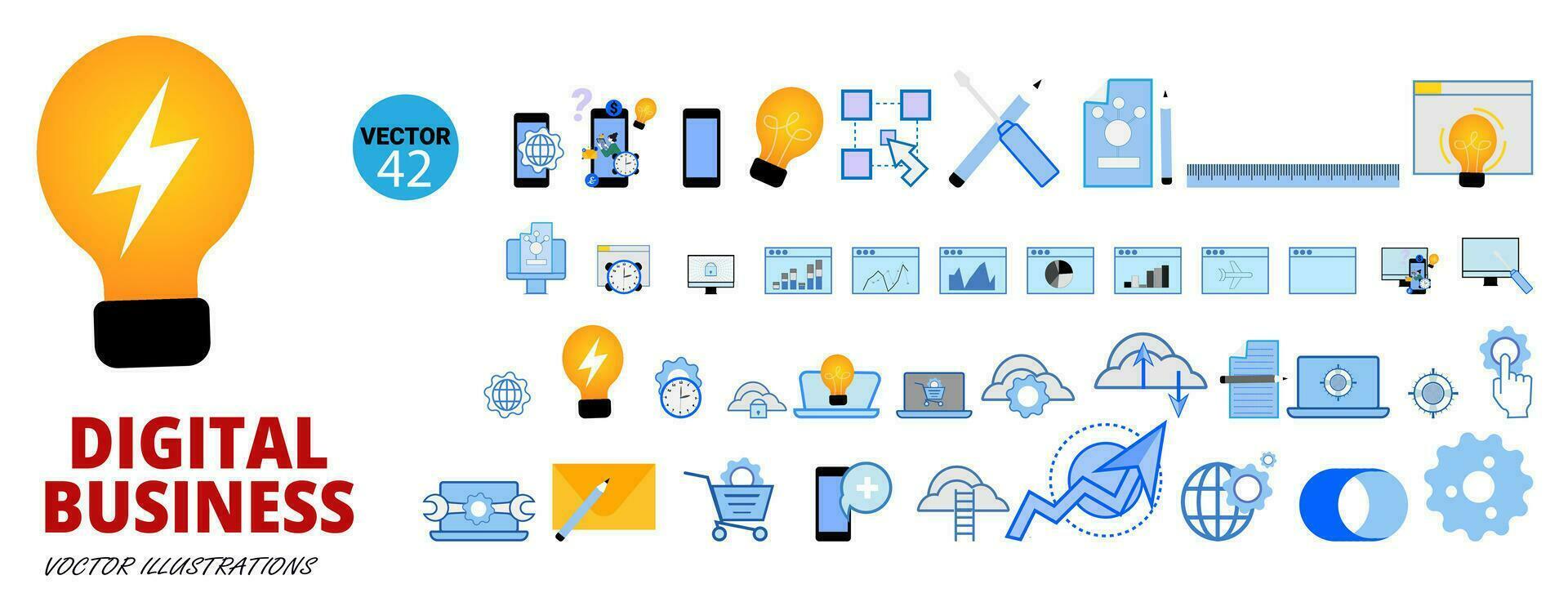 Digital marketing icons set . Digital marketing pack symbol vector elements for infographic web Pro Vector