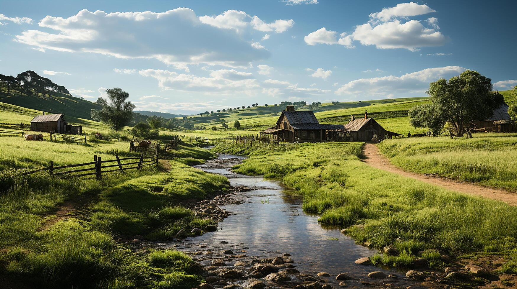farm in sub urban at afternoon, ultra realistic, smooth lighting made by photo