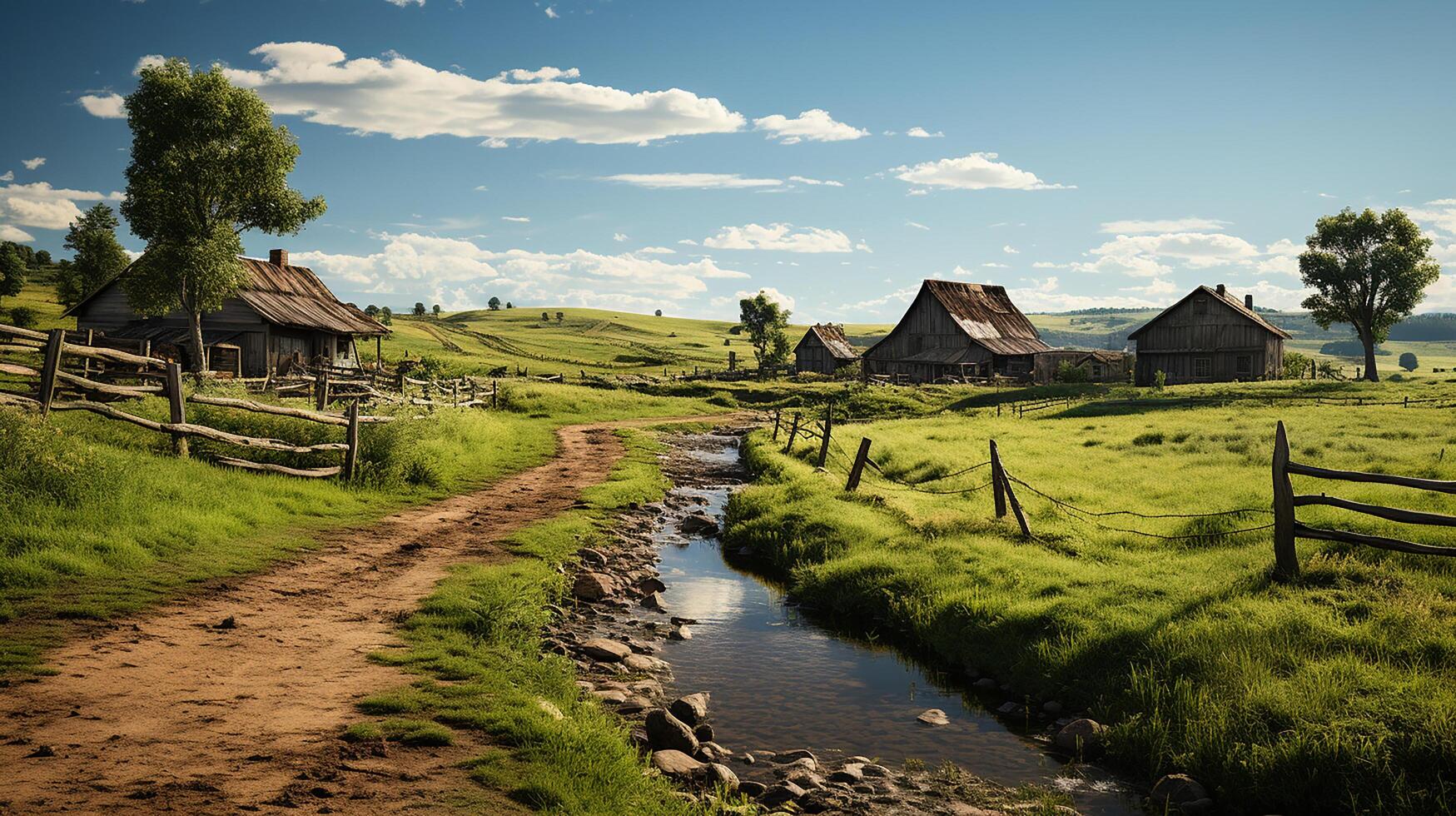 farm in sub urban at afternoon, ultra realistic, smooth lighting made by photo