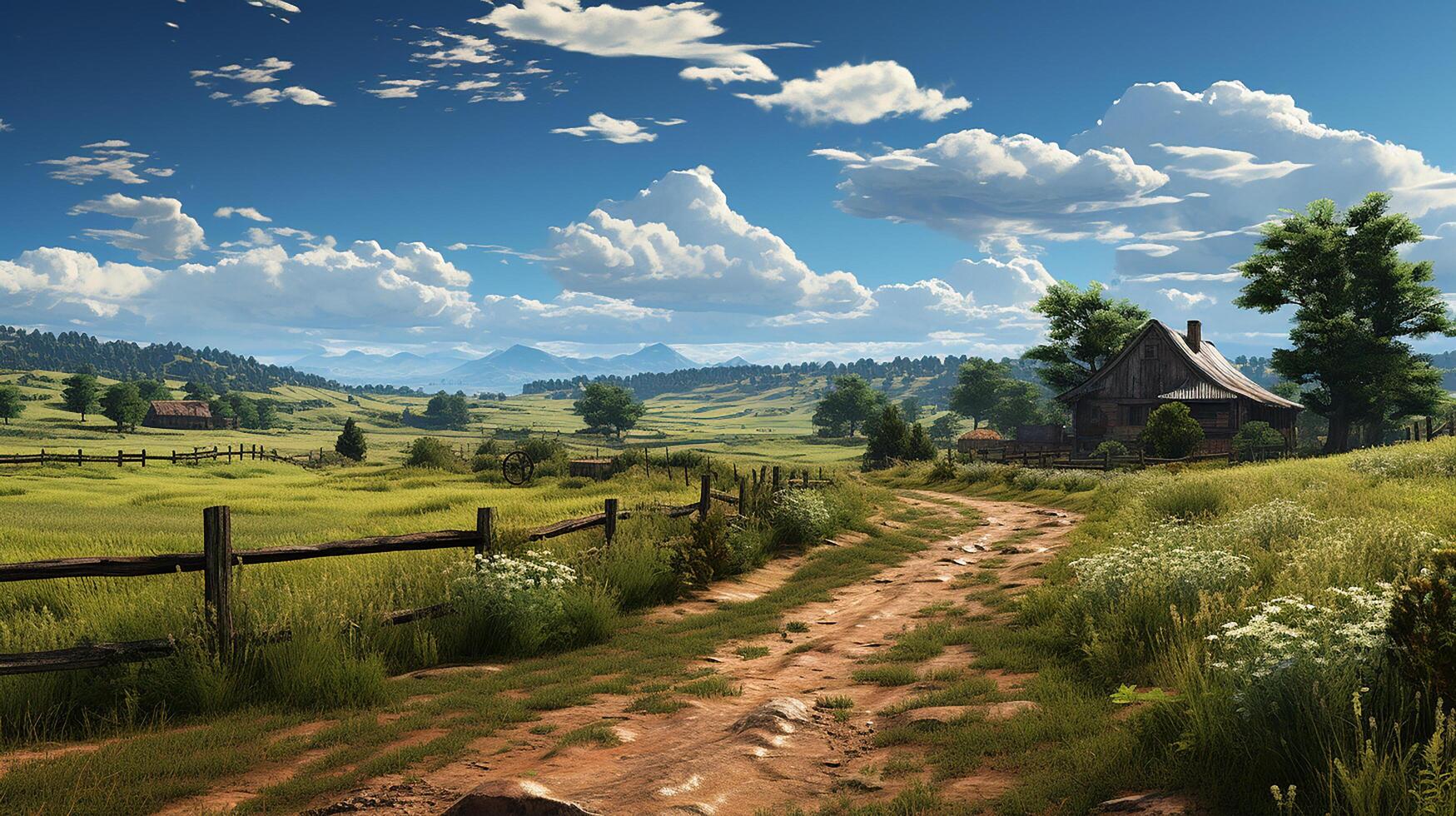 farm in sub urban at afternoon, ultra realistic, smooth lighting made by photo