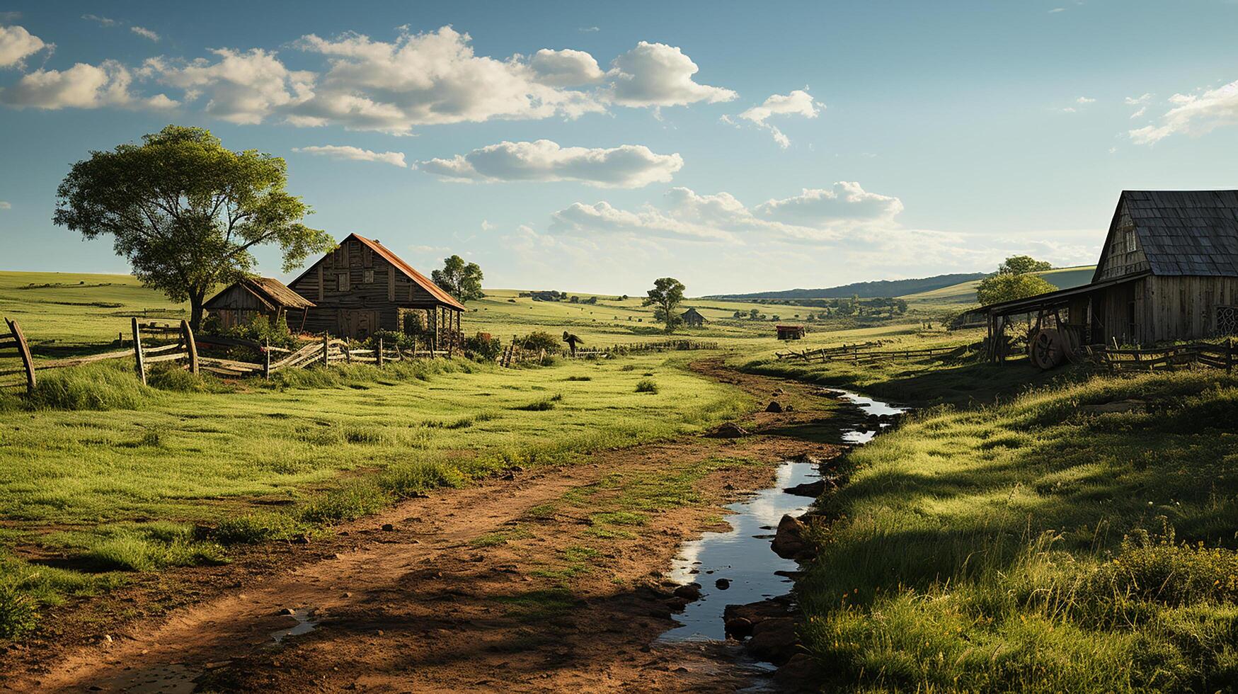 farm in sub urban at afternoon, ultra realistic, smooth lighting made by AI generative photo