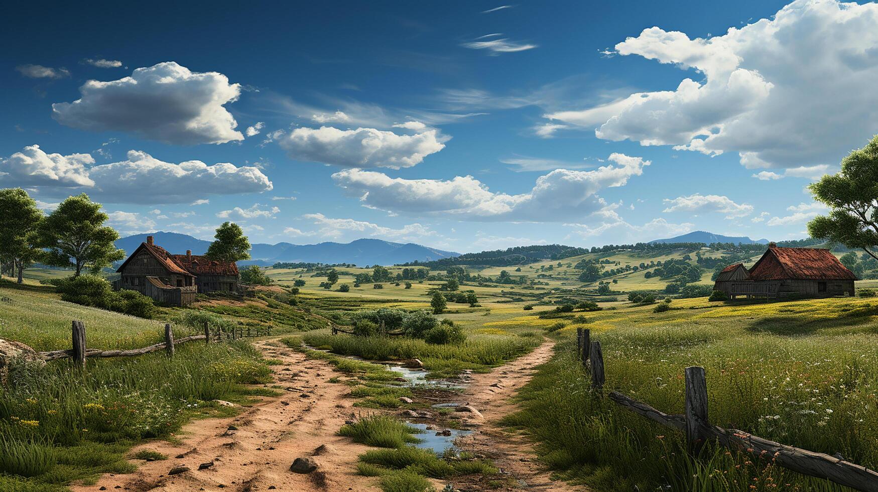 farm in sub urban at afternoon, ultra realistic, smooth lighting made by photo