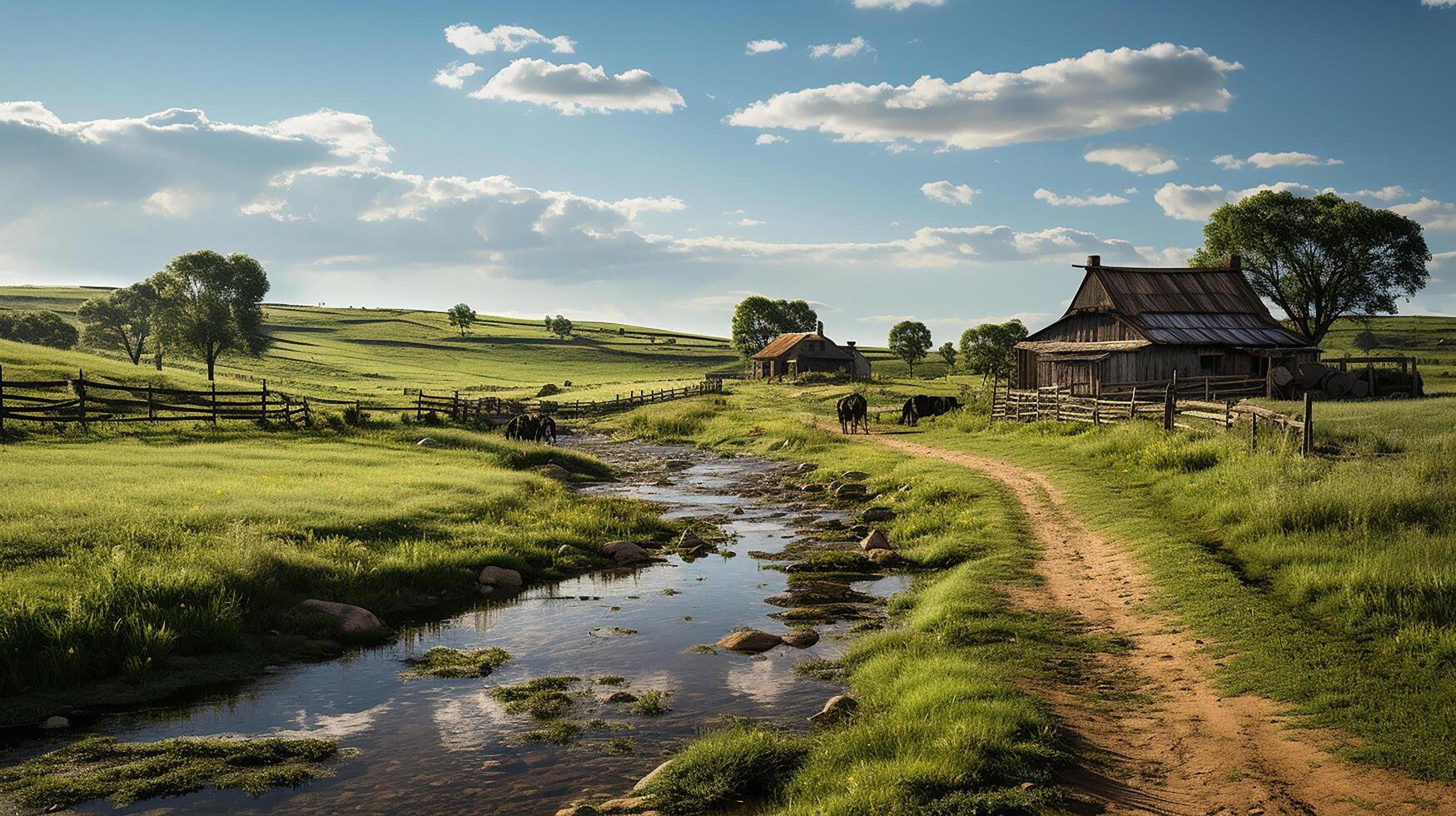 farm in sub urban at afternoon, ultra realistic, smooth lighting made by photo