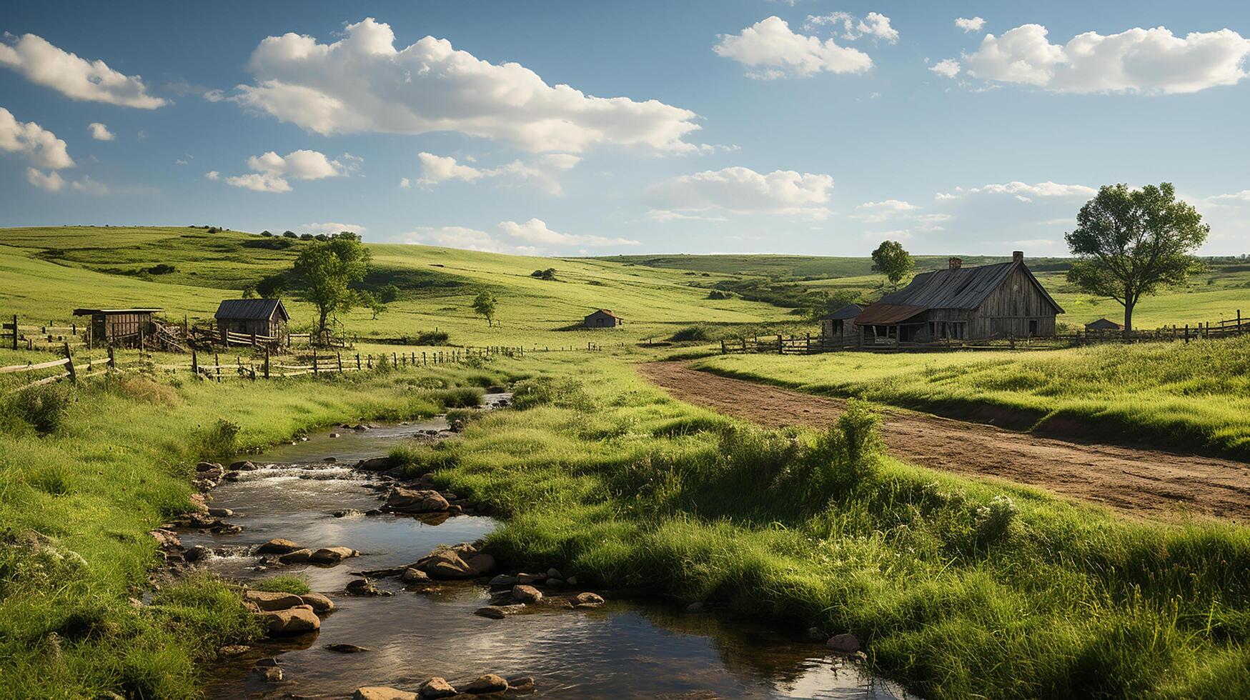 farm in sub urban at afternoon, ultra realistic, smooth lighting made by photo