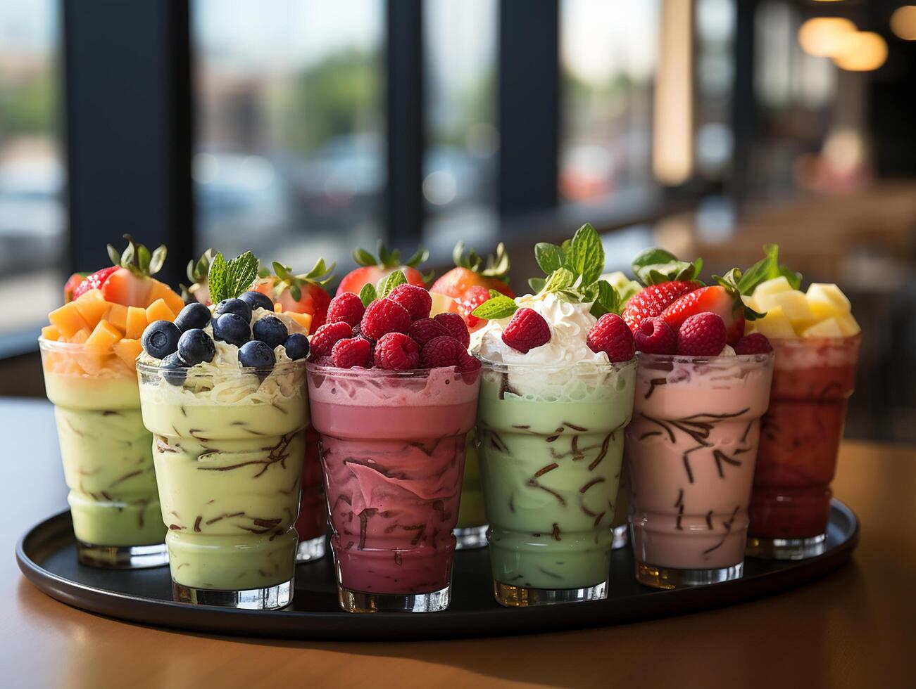 photography of bowl smoothies in cafe made with photo